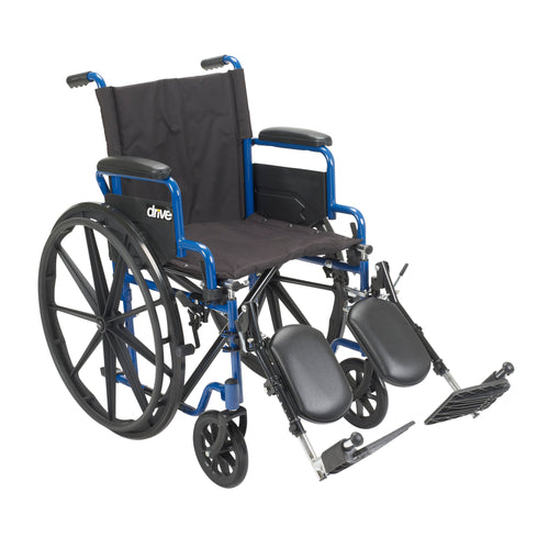 Drive Medical BLS18FBD-ELR Blue Streak Wheelchair with Flip Back Desk Arms, Elevating Leg Rests, 18" Seat